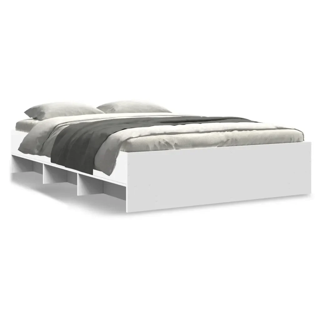 Letto matrimoniale | Letto per adulti | Giroletto Bianco 120x200 cm in Legno Multistrato