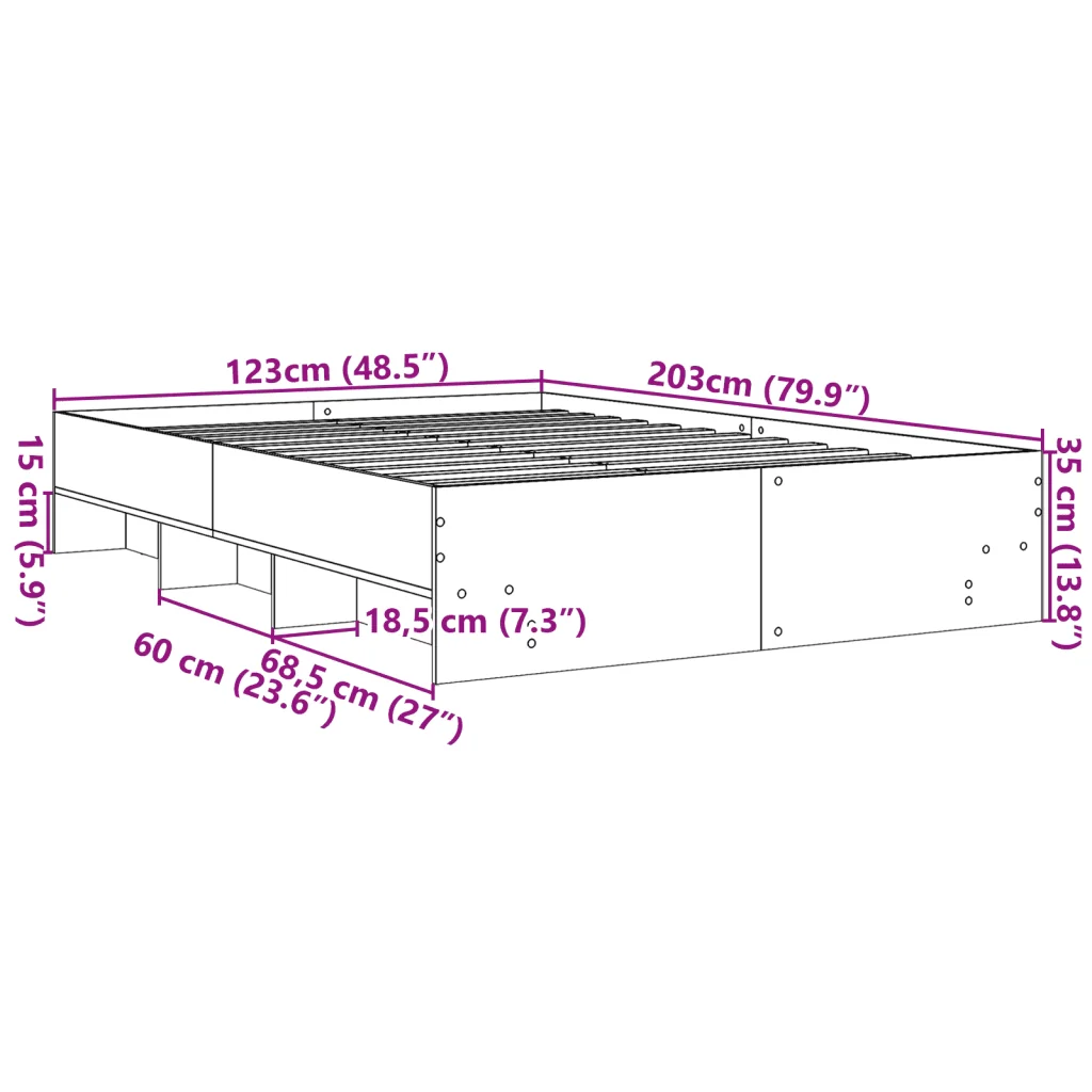 Letto matrimoniale | Letto per adulti | Giroletto Bianco 120x200 cm in Legno Multistrato - Image 10