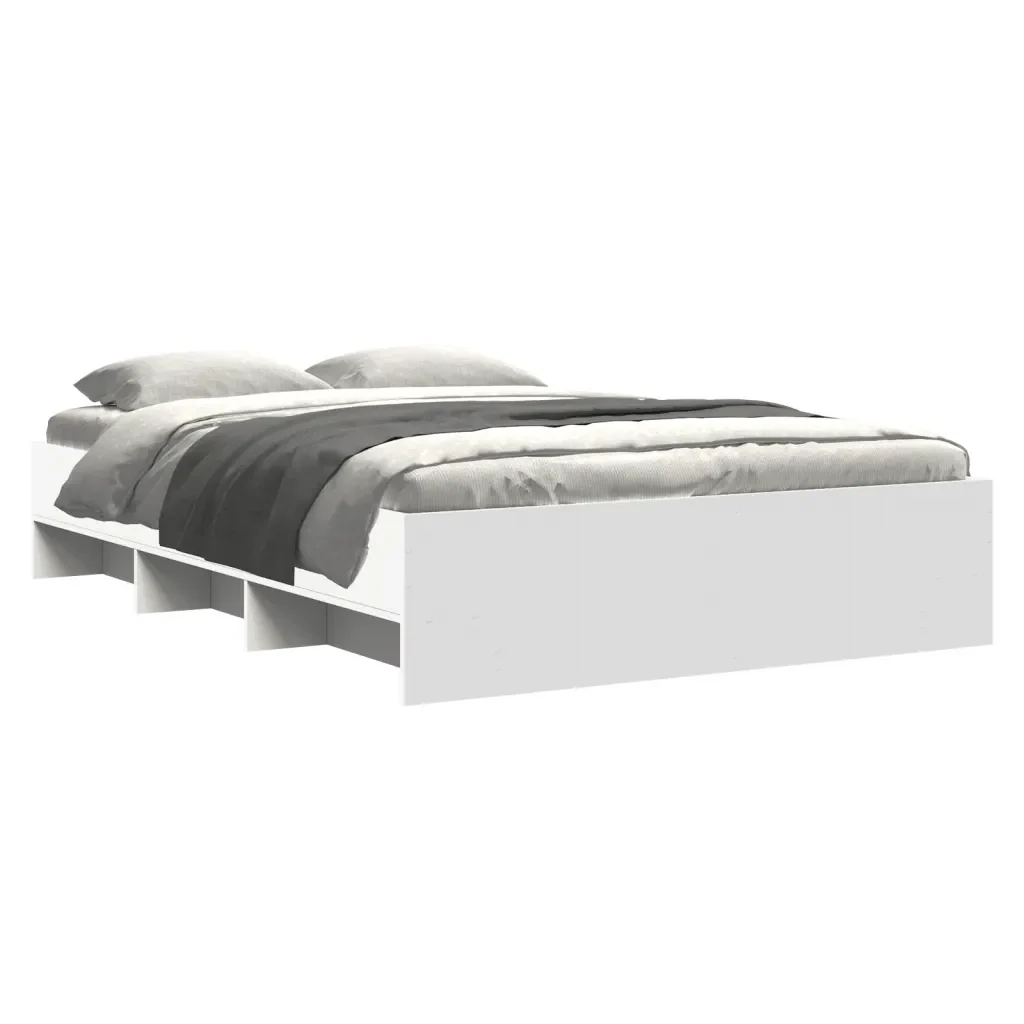 Letto matrimoniale | Letto per adulti | Giroletto Bianco 120x200 cm in Legno Multistrato - Image 3