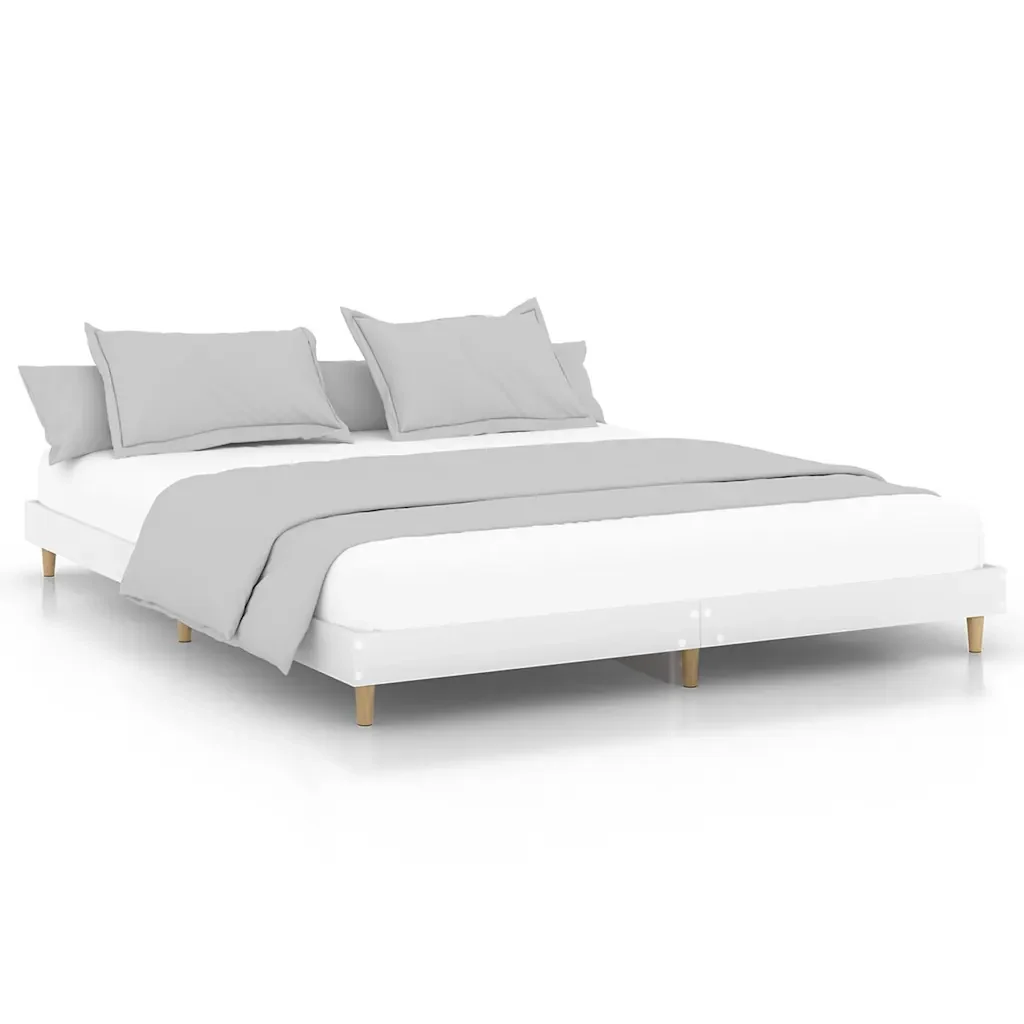 Letto matrimoniale | Letto per adulti | Giroletto Bianco 120x200 cm in Legno Multistrato