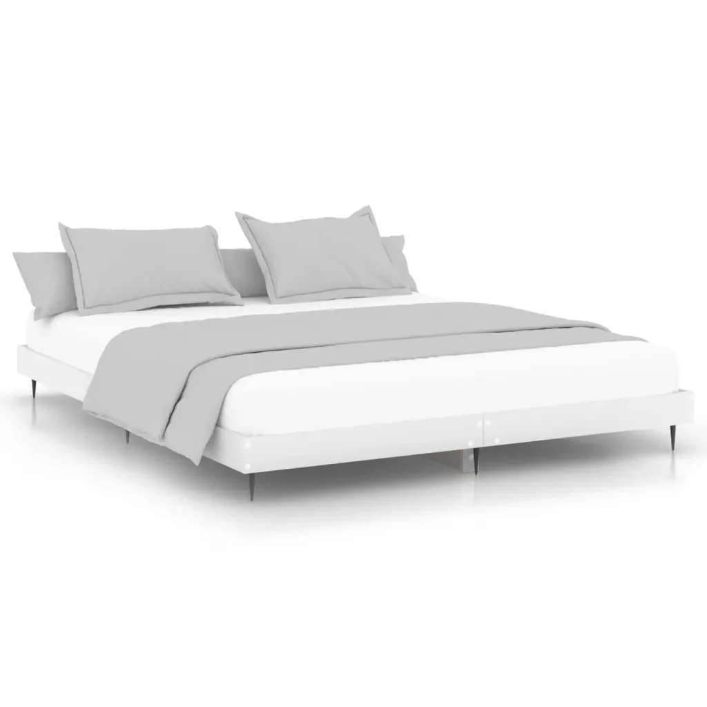 Letto matrimoniale | Letto per adulti | Giroletto Bianco 120x200 cm in Legno Multistrato