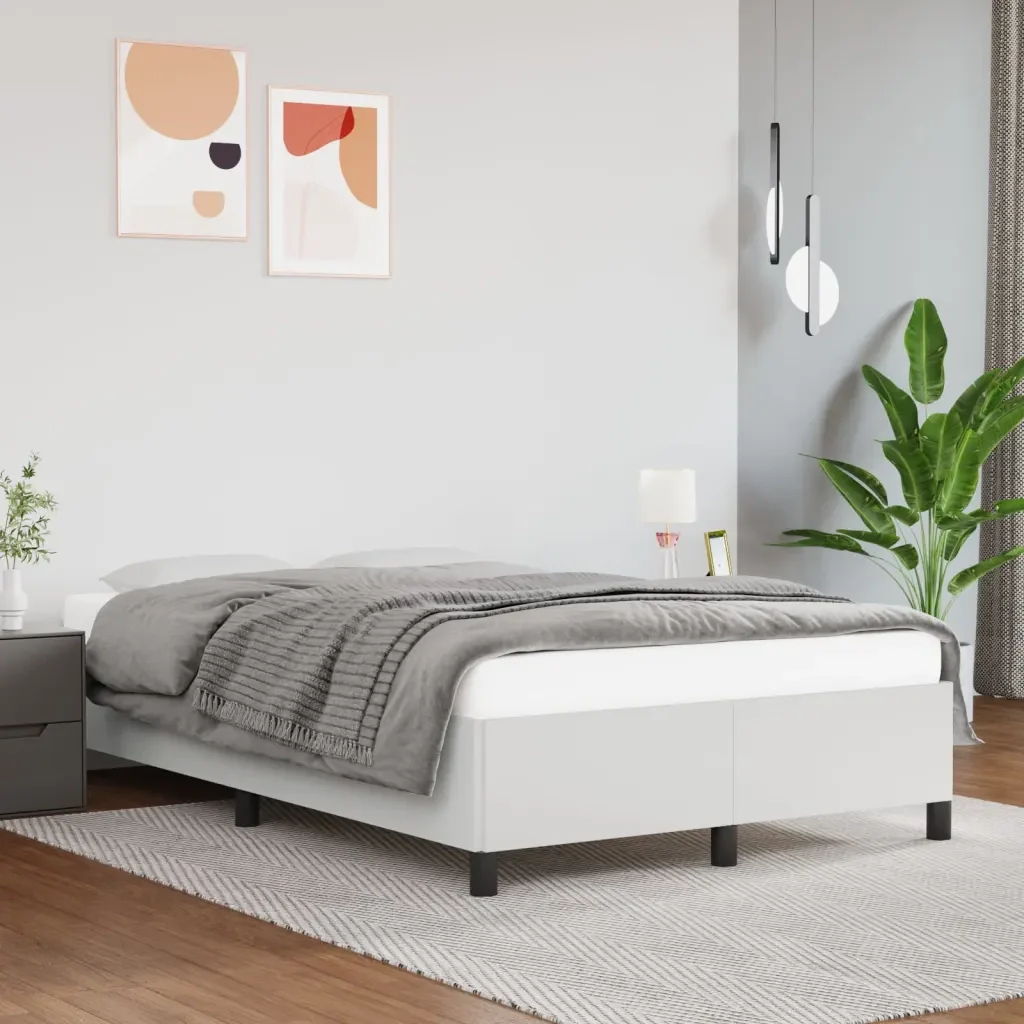 Letto matrimoniale | Letto per adulti | Giroletto Bianco 120x200 cm in Similpelle - Image 2