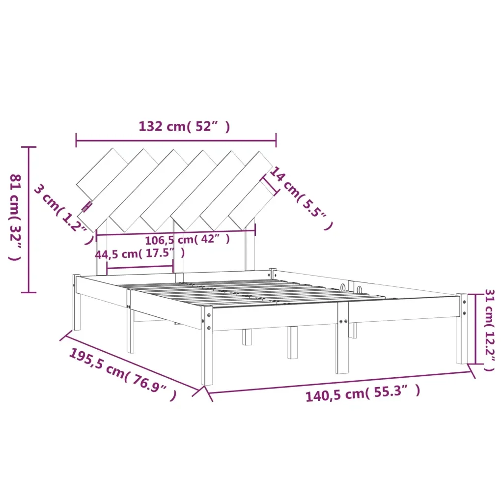 Letto matrimoniale | Letto per adulti | Giroletto Bianco 135x190 cm Double in legno Massello - Image 6