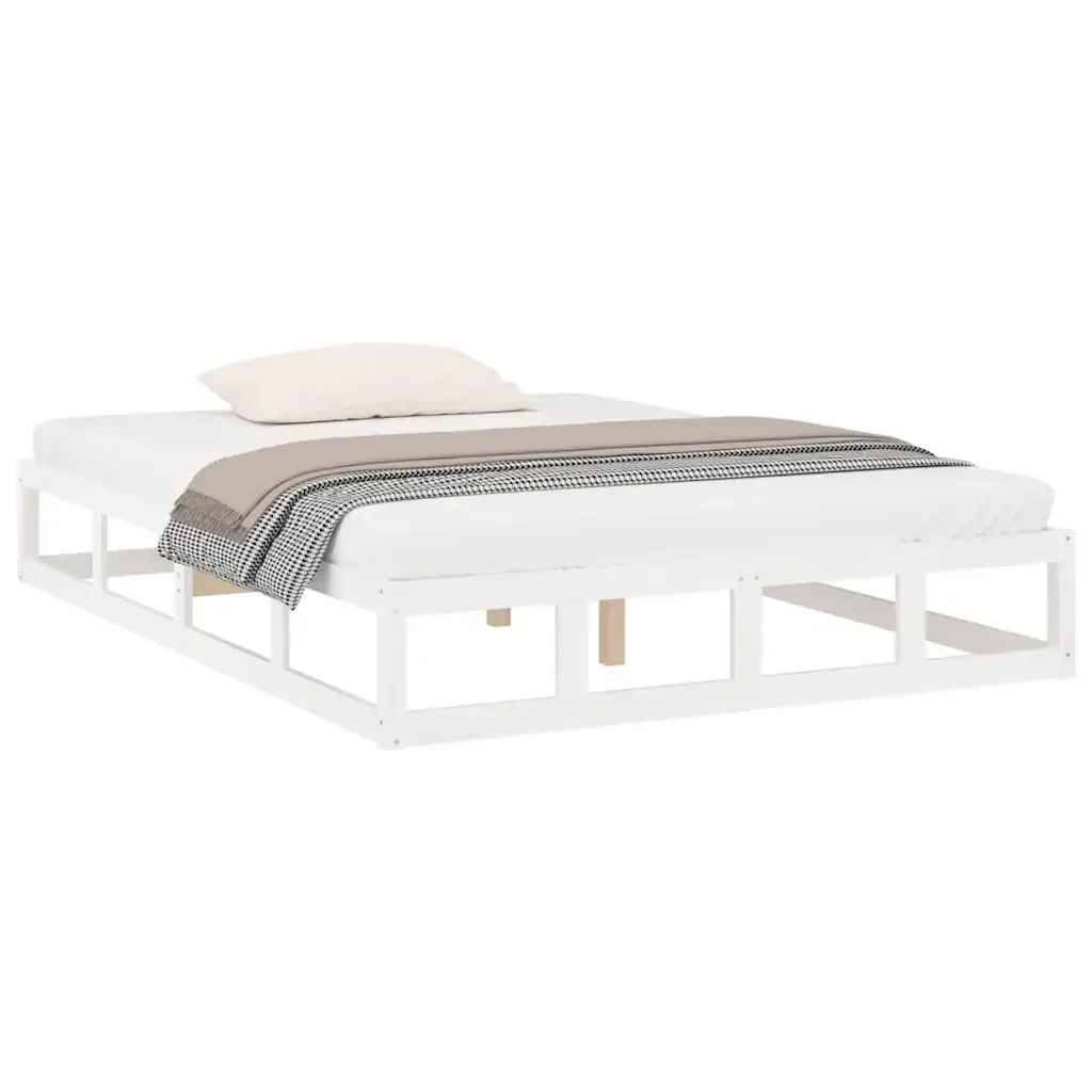 Letto matrimoniale | Letto per adulti | Giroletto Bianco 135x190 cm Double in legno Massello - Image 4