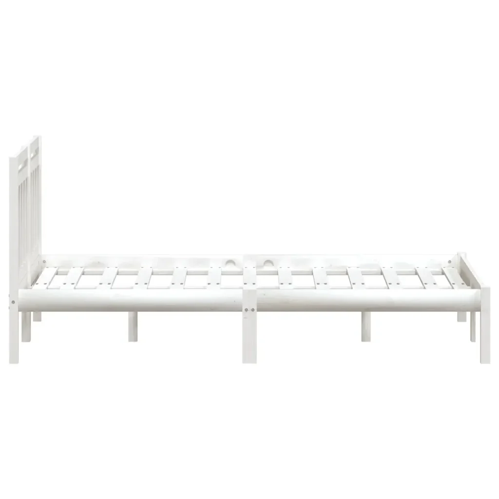 Letto matrimoniale | Letto per adulti | Giroletto Bianco 135x190 cm Double in legno Massello - Image 5