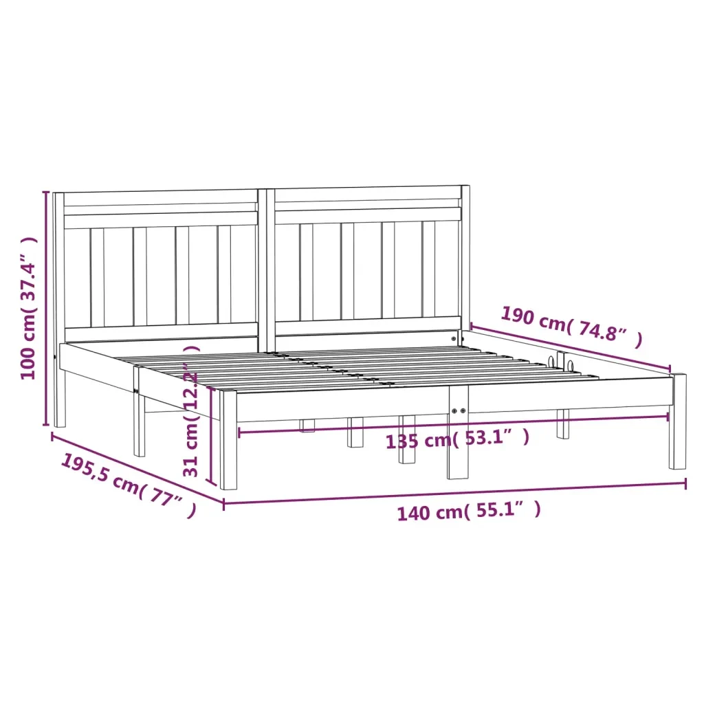 Letto matrimoniale | Letto per adulti | Giroletto Bianco 135x190 cm Double in legno Massello - Image 9