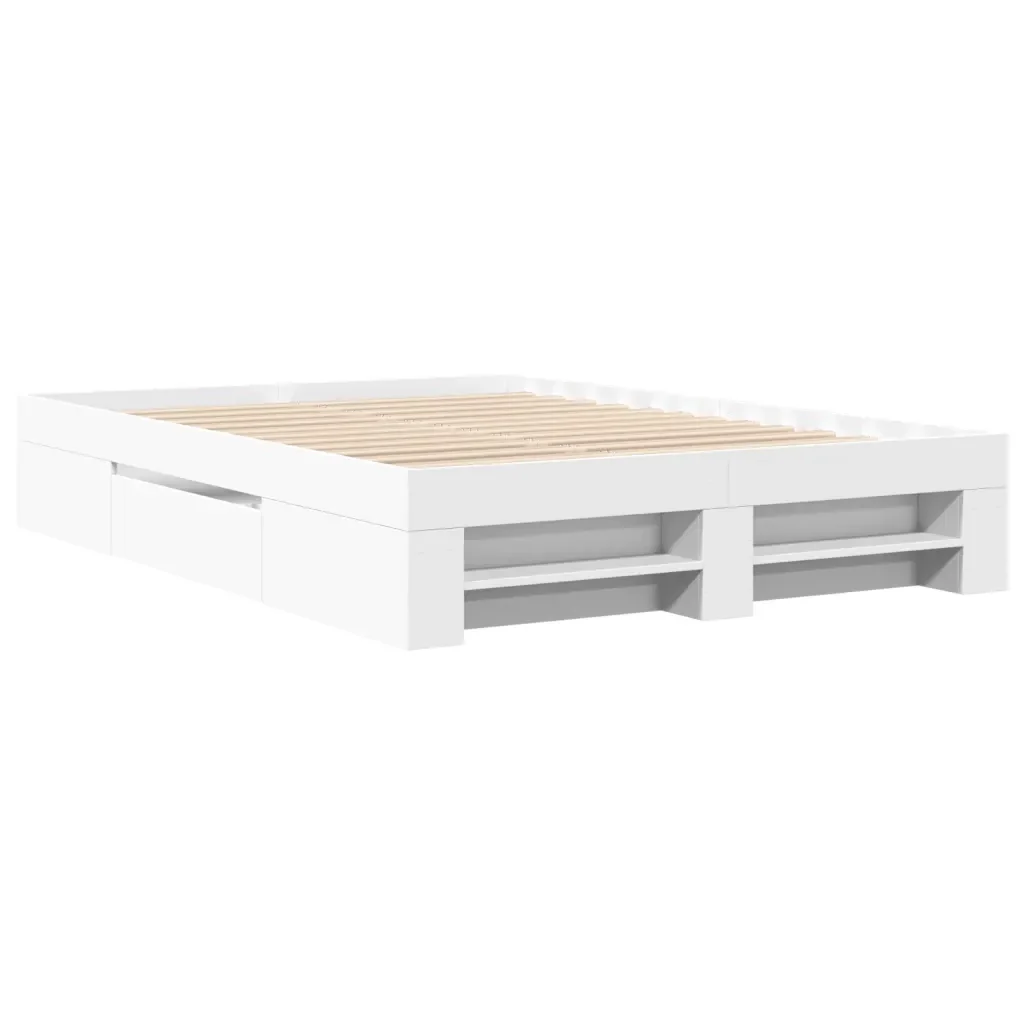 Letto matrimoniale | Letto per adulti | Giroletto Bianco 135x190 cm in Legno Multistrato - Image 3