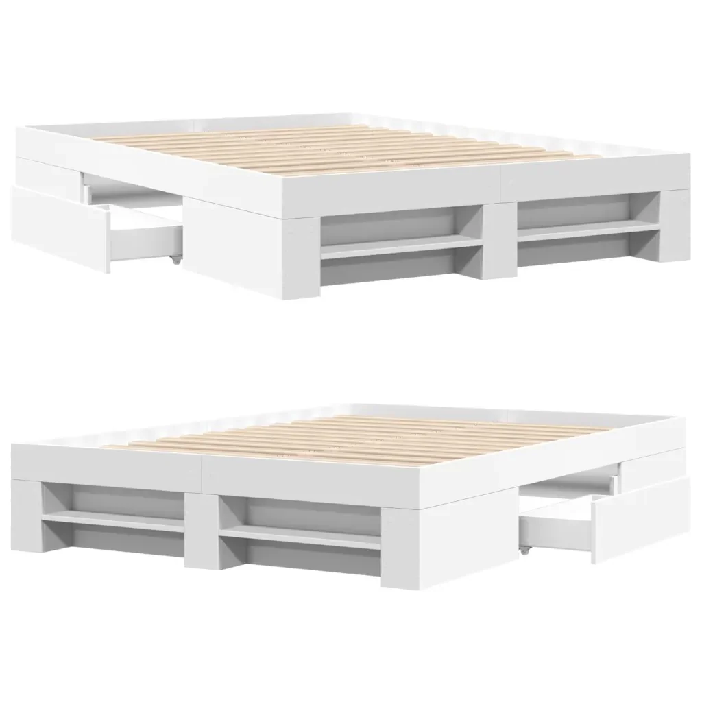 Letto matrimoniale | Letto per adulti | Giroletto Bianco 135x190 cm in Legno Multistrato - Image 8