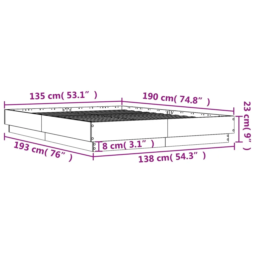 Letto matrimoniale | Letto per adulti | Giroletto Bianco 135x190 cm in Legno Multistrato - Image 9