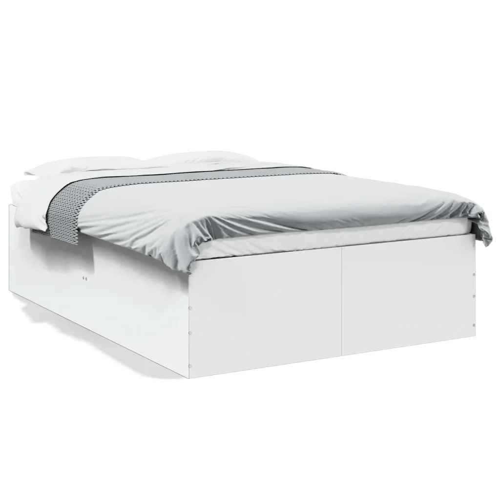 Letto matrimoniale | Letto per adulti | Giroletto Bianco 135x190 cm in Legno Multistrato