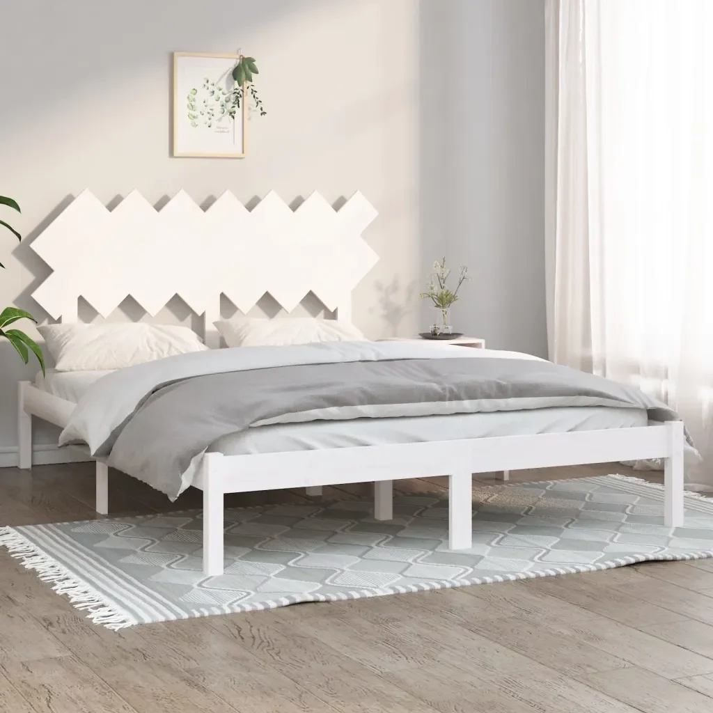 Letto matrimoniale | Letto per adulti | Giroletto Bianco 140x190 cm 4FT6 Double in Legno Massello - Image 2