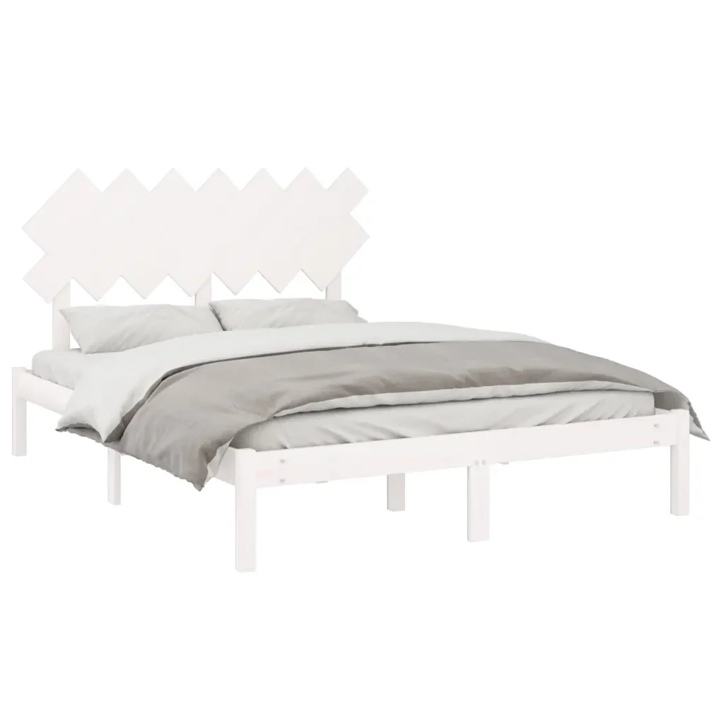 Letto matrimoniale | Letto per adulti | Giroletto Bianco 140x190 cm 4FT6 Double in Legno Massello - Image 3