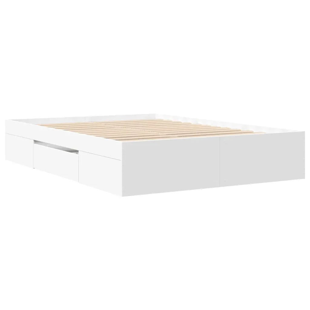 Letto matrimoniale | Letto per adulti | Giroletto Bianco 140x190 cm in Legno Multistrato - Image 7