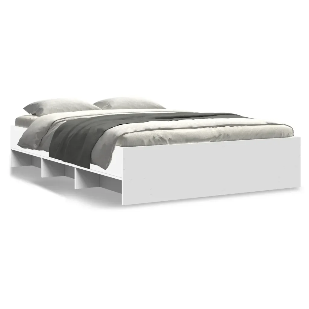 Letto matrimoniale | Letto per adulti | Giroletto Bianco 140x190 cm in Legno Multistrato