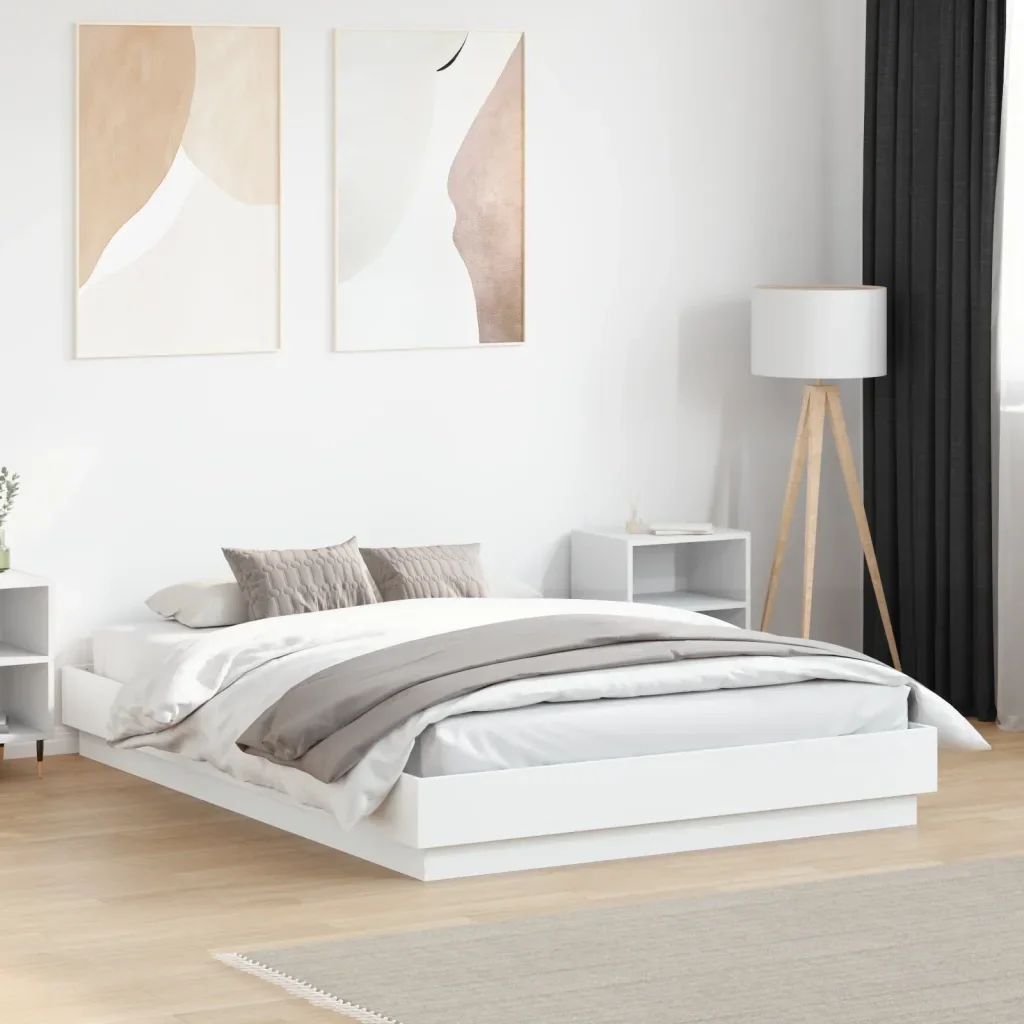 Letto matrimoniale | Letto per adulti | Giroletto Bianco 140x190 cm in Legno Multistrato - Image 2