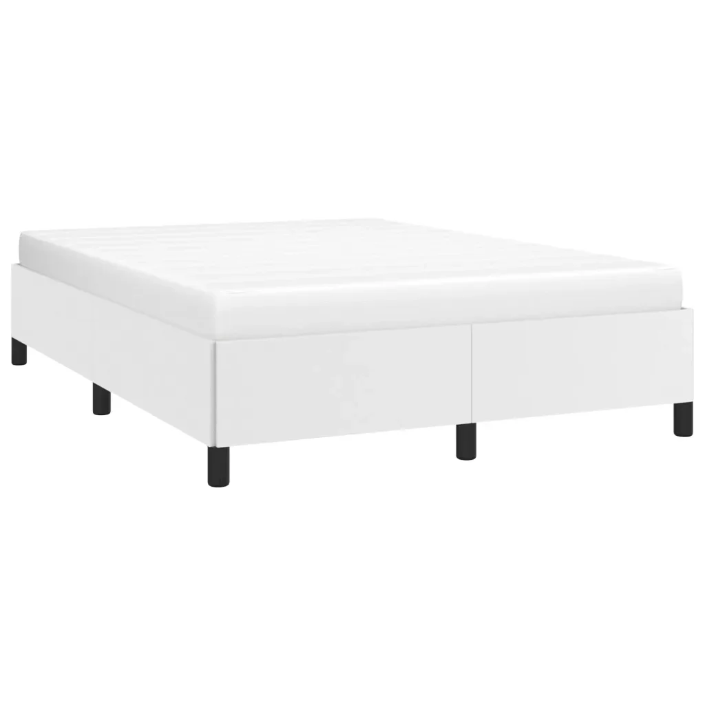 Letto matrimoniale | Letto per adulti | Giroletto Bianco 140x190 cm in Similpelle - Image 3