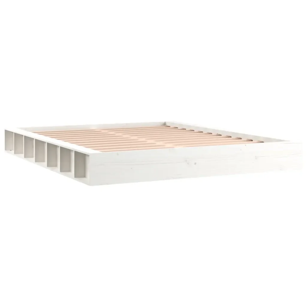Letto matrimoniale | Letto per adulti | Giroletto Bianco 140x200 cm in Legno Massello - Image 4