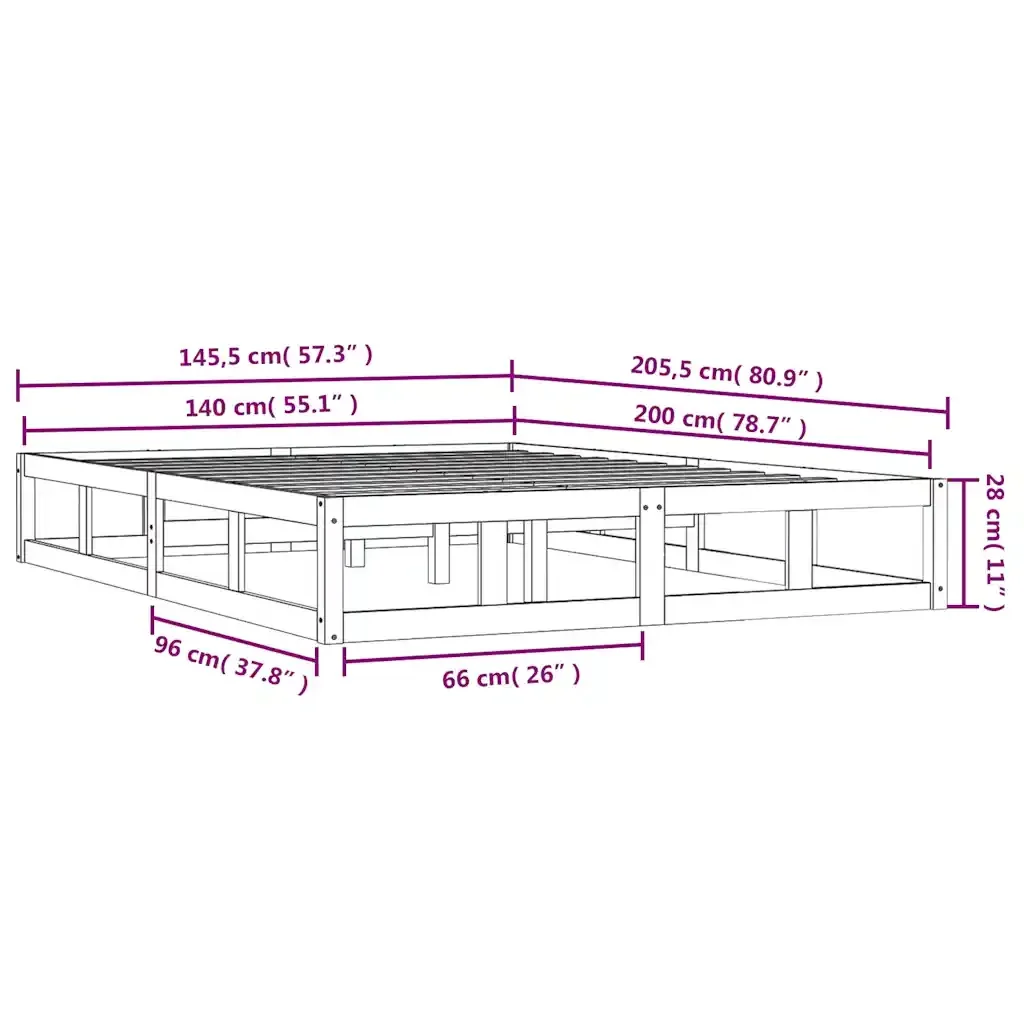 Letto matrimoniale | Letto per adulti | Giroletto Bianco 140x200 cm in Legno Massello - Image 9