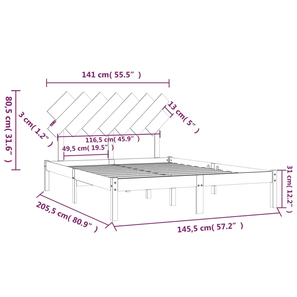 Letto matrimoniale | Letto per adulti | Giroletto Bianco 140x200 cm in Legno Massello - Image 6