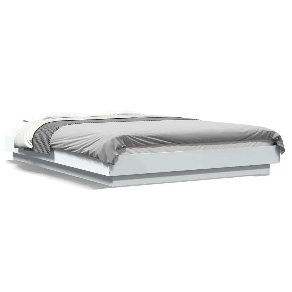 Letto matrimoniale | Letto per adulti | Giroletto Bianco 140x200 cm in Legno Multistrato