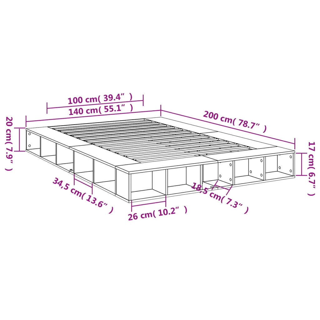 Letto matrimoniale | Letto per adulti | Giroletto Bianco 140x200 cm in Legno Multistrato - Image 10