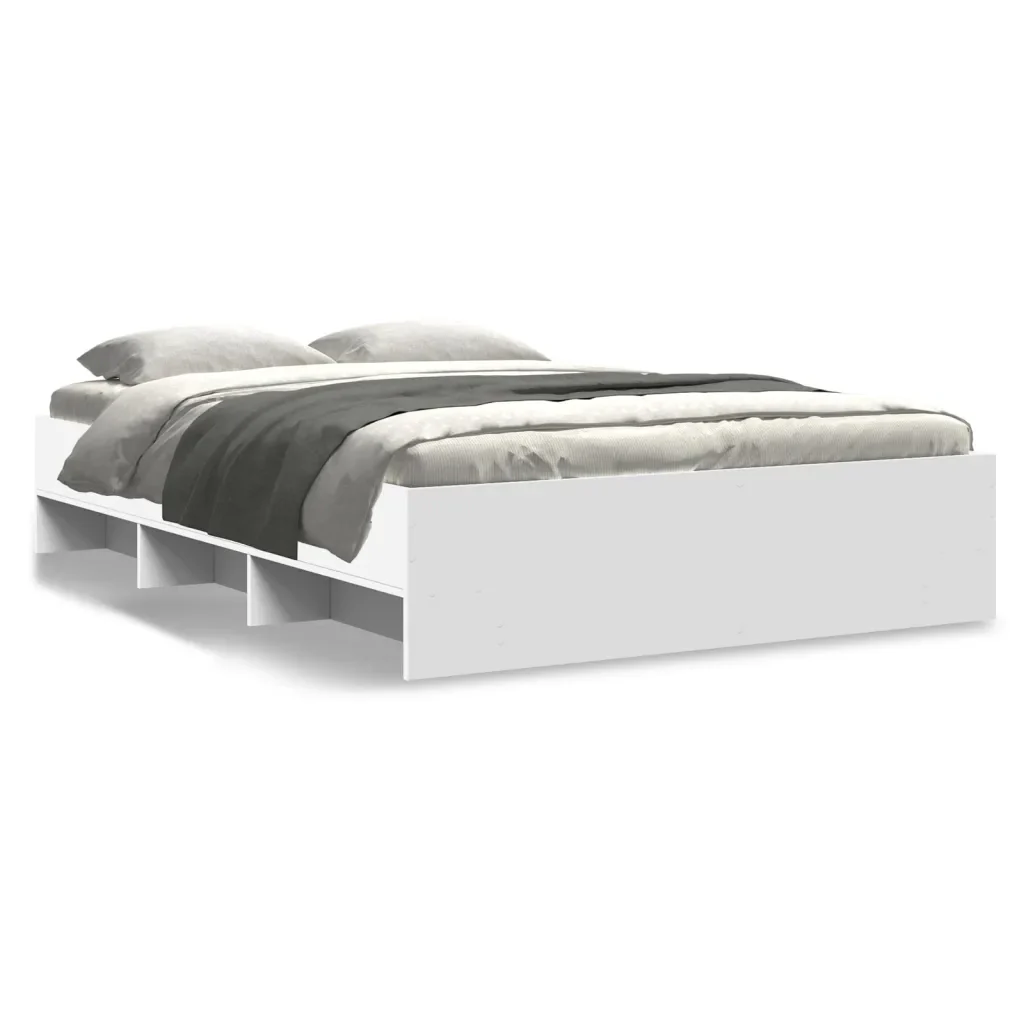 Letto matrimoniale | Letto per adulti | Giroletto Bianco 140x200 cm in Legno Multistrato