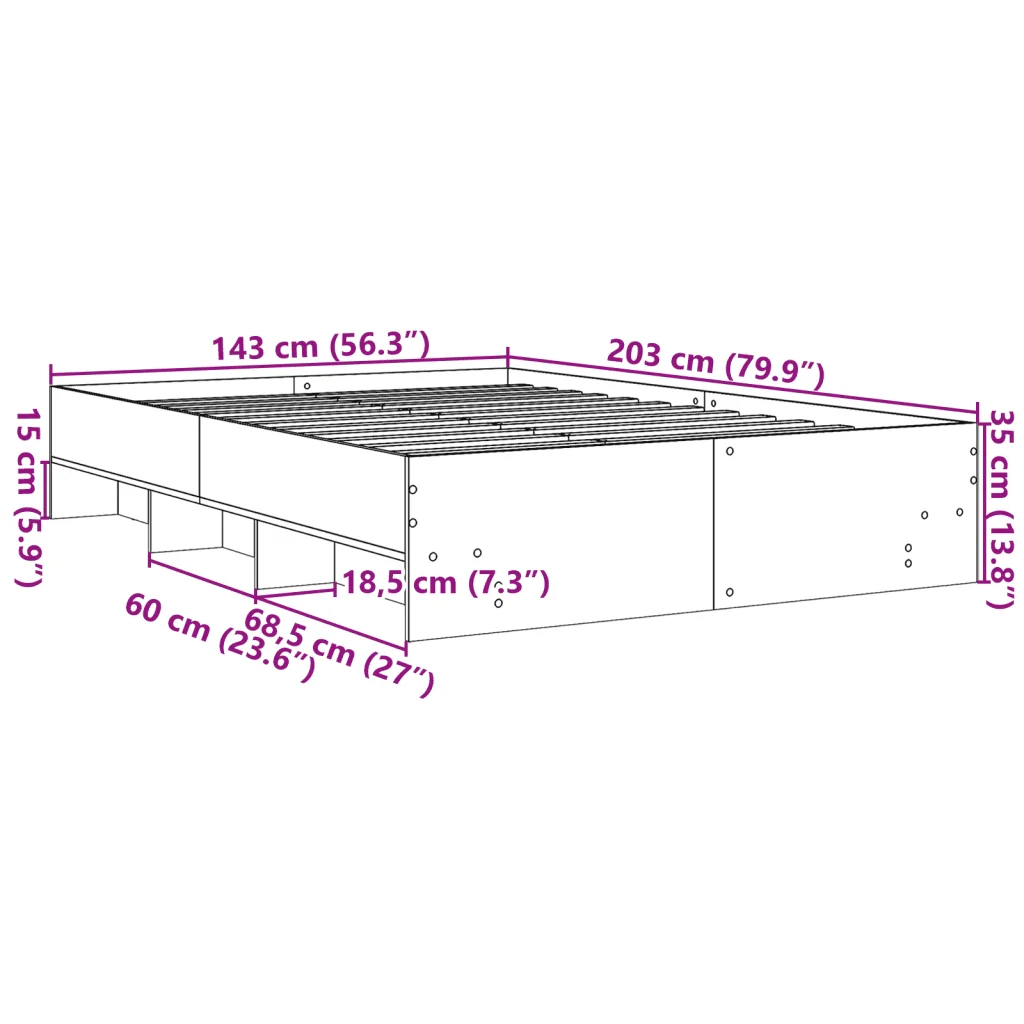 Letto matrimoniale | Letto per adulti | Giroletto Bianco 140x200 cm in Legno Multistrato - Image 10