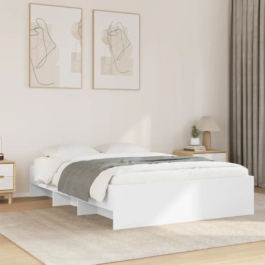 Letto matrimoniale | Letto per adulti | Giroletto Bianco 140x200 cm in Legno Multistrato - Image 2
