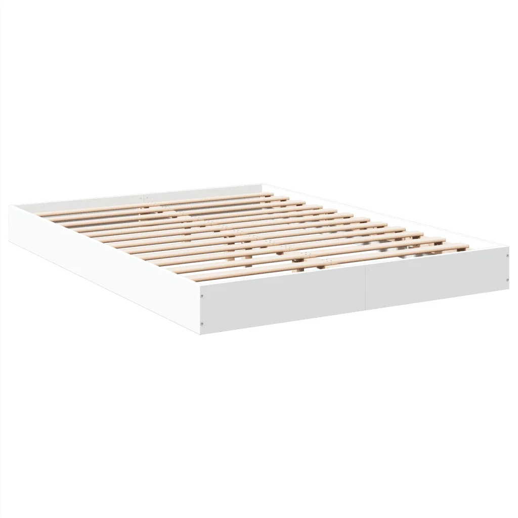 Letto matrimoniale | Letto per adulti | Giroletto Bianco 140x200 cm in Legno Multistrato - Image 3