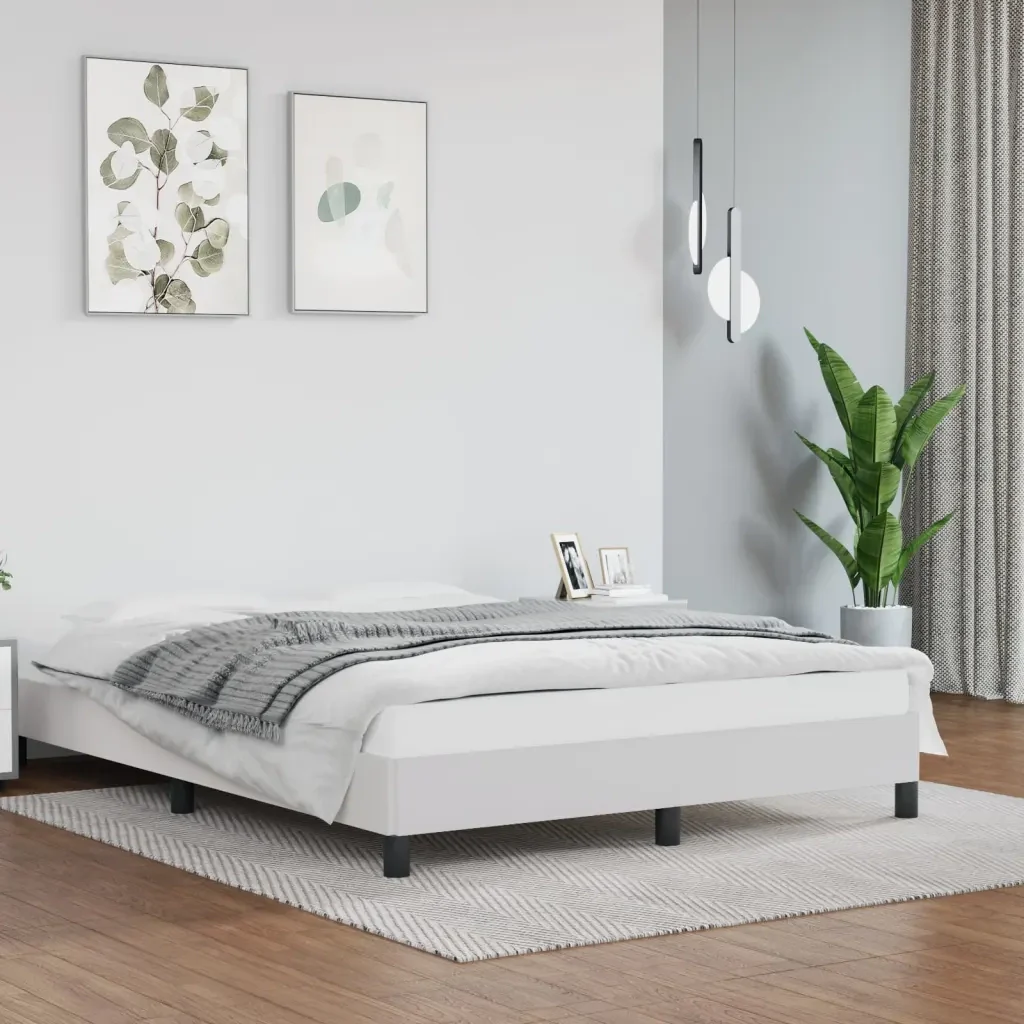 Letto matrimoniale | Letto per adulti | Giroletto Bianco 140x200 cm in Similpelle - Image 2