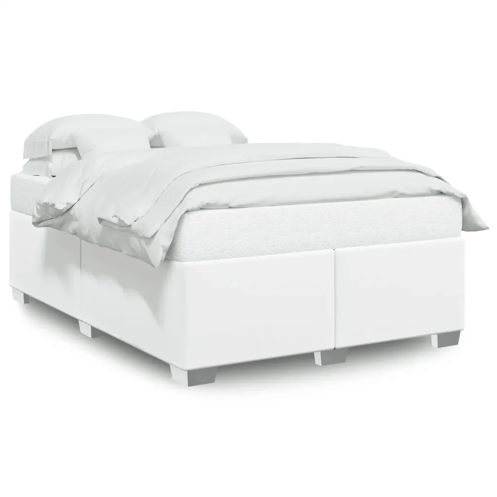 Letto matrimoniale | Letto per adulti | Giroletto Bianco 140x200 cm in Similpelle
