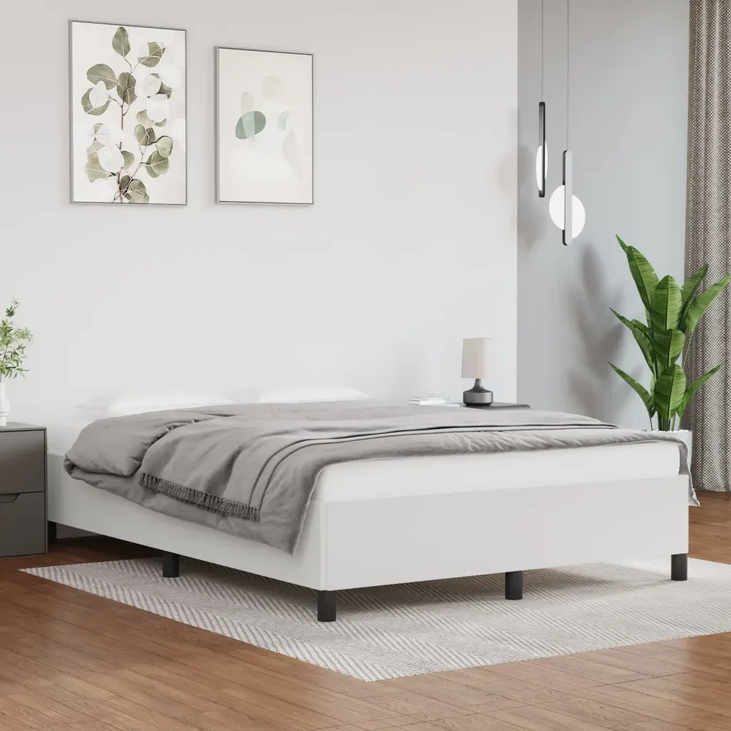 Letto matrimoniale | Letto per adulti | Giroletto Bianco 140x200 cm in Similpelle - Image 2