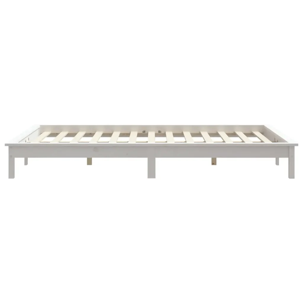 Letto matrimoniale | Letto per adulti | Giroletto Bianco 150x200 cm in Legno Massello di Pino King Size - Image 6