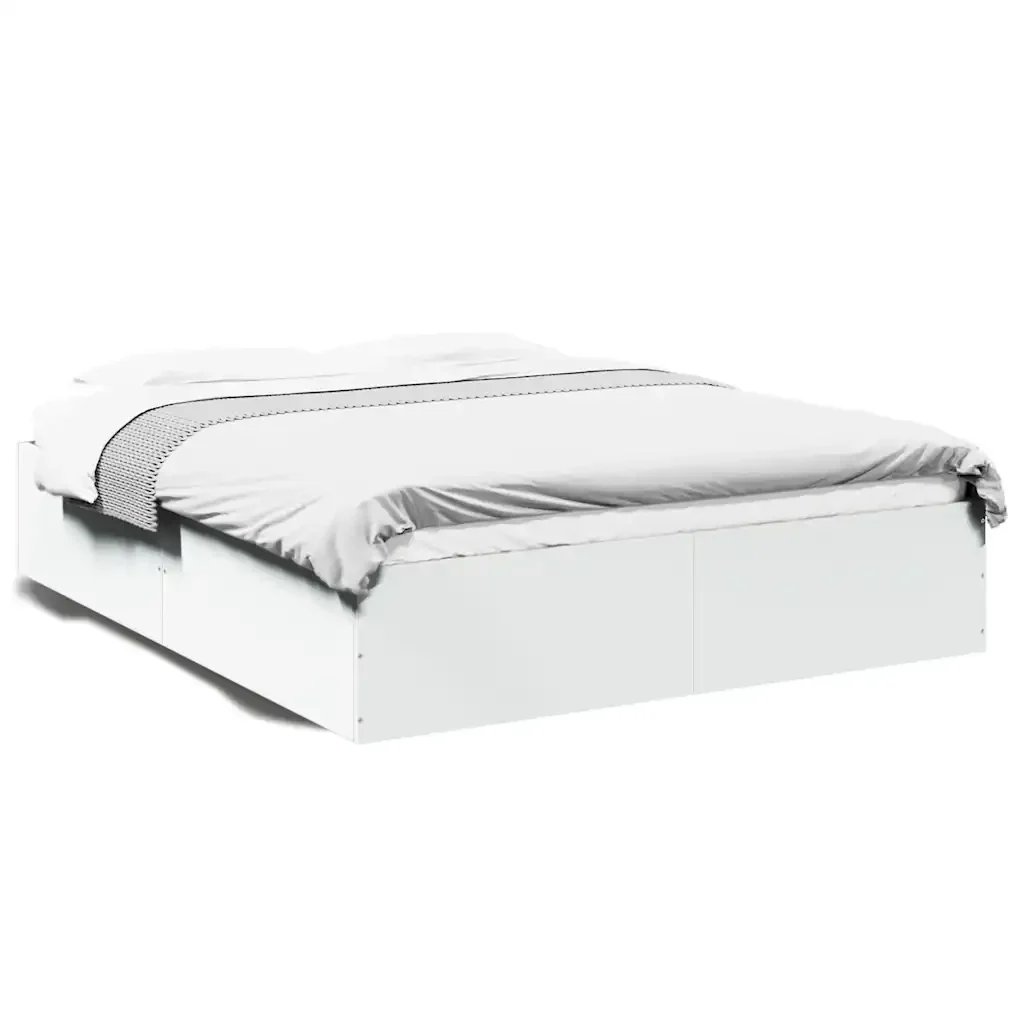 Letto matrimoniale | Letto per adulti | Giroletto Bianco 150x200 cm in Legno Multistrato