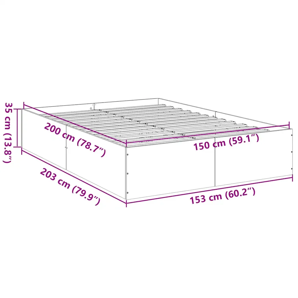 Letto matrimoniale | Letto per adulti | Giroletto Bianco 150x200 cm in Legno Multistrato - Image 10