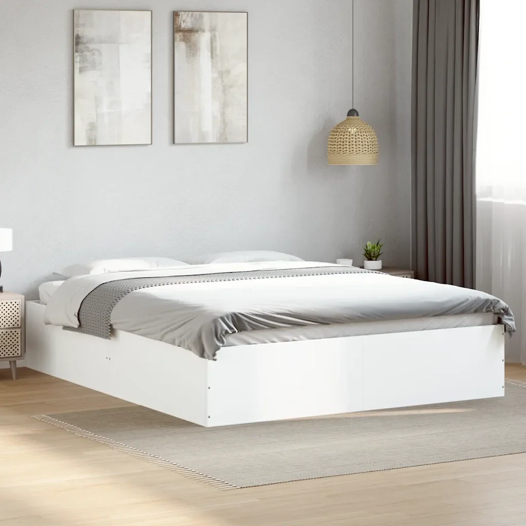 Letto matrimoniale | Letto per adulti | Giroletto Bianco 150x200 cm in Legno Multistrato - Image 2