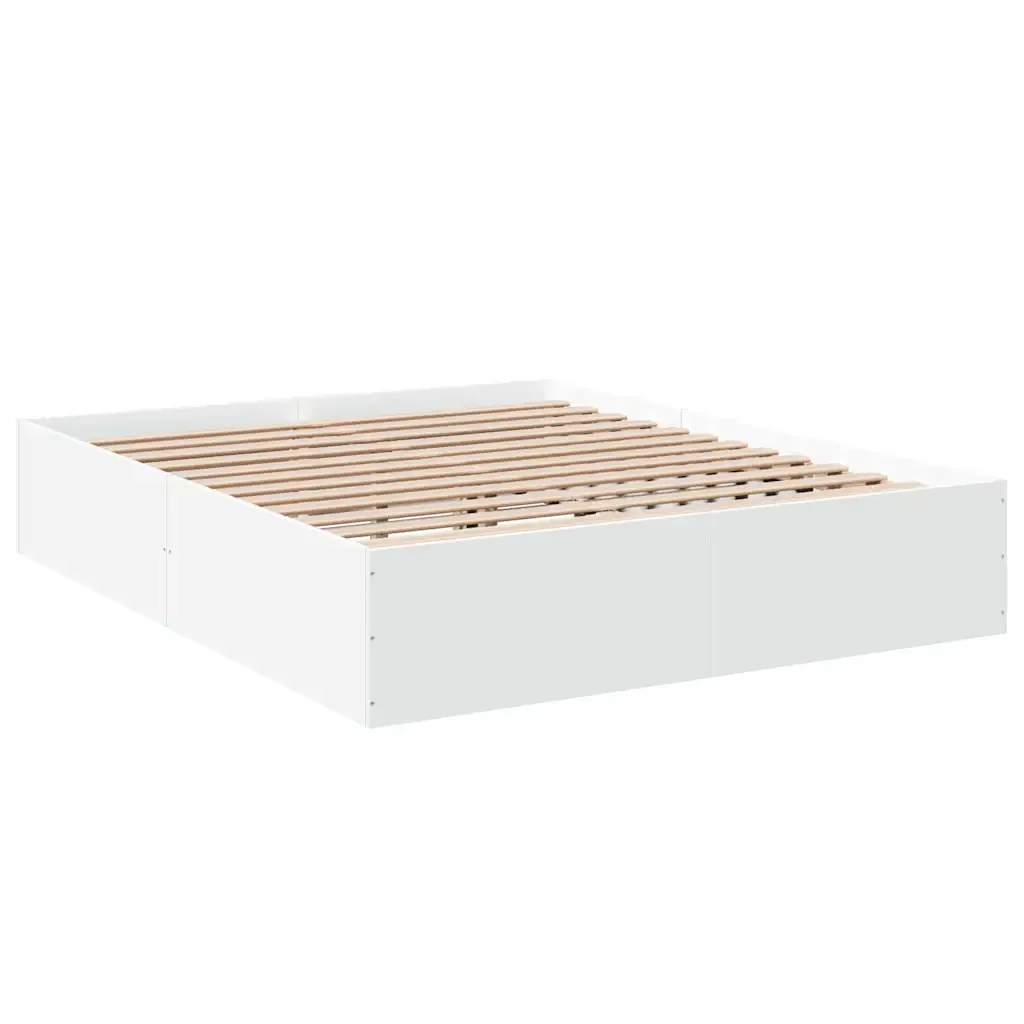 Letto matrimoniale | Letto per adulti | Giroletto Bianco 150x200 cm in Legno Multistrato - Image 4