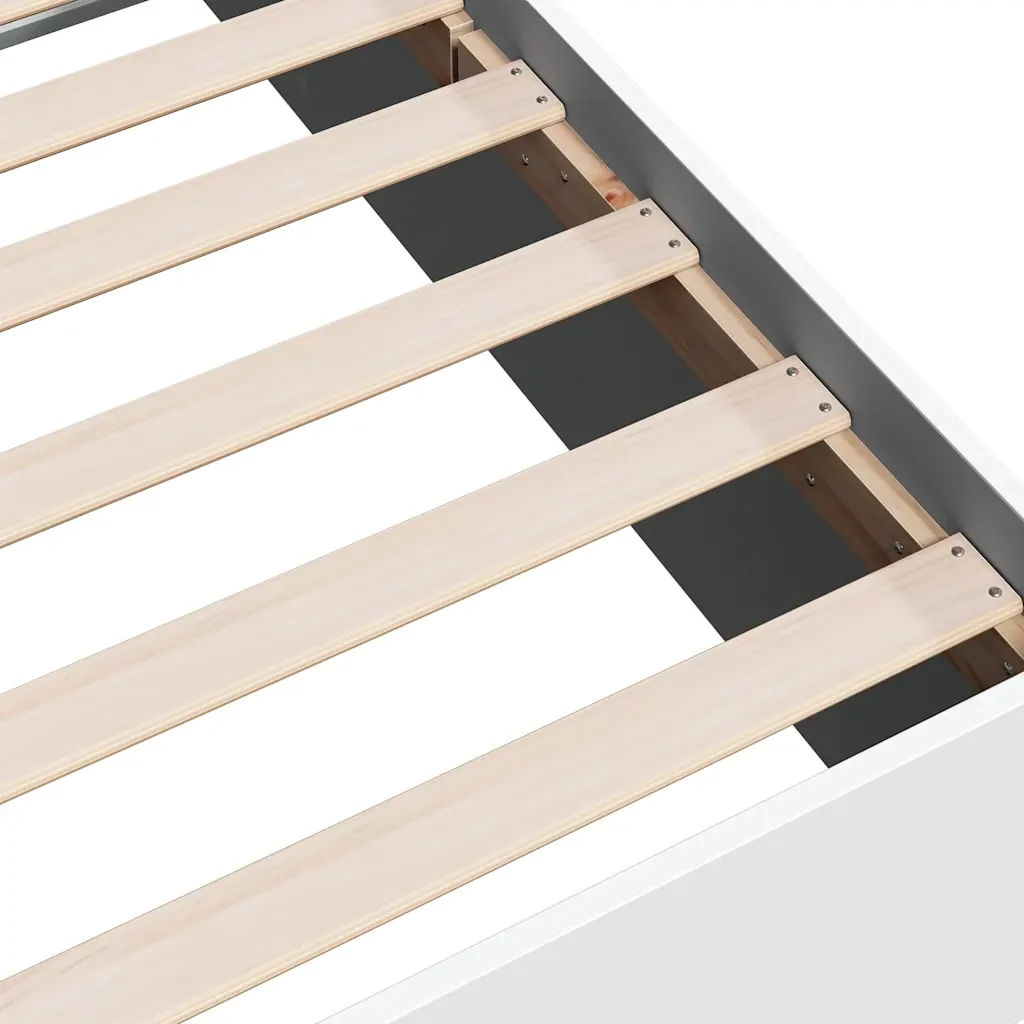 Letto matrimoniale | Letto per adulti | Giroletto Bianco 150x200 cm in Legno Multistrato - Image 7