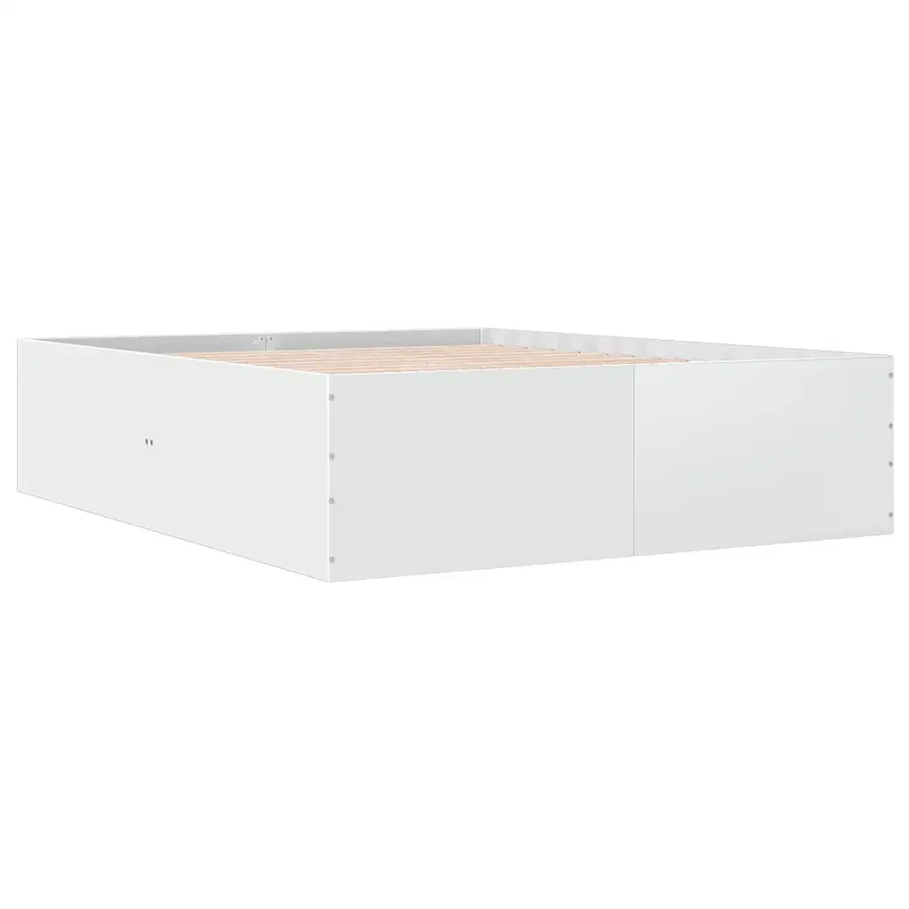 Letto matrimoniale | Letto per adulti | Giroletto Bianco 150x200 cm in Legno Multistrato - Image 4