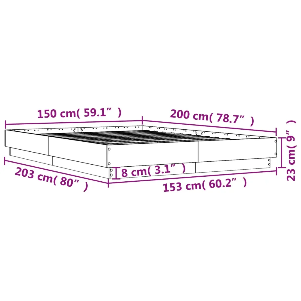 Letto matrimoniale | Letto per adulti | Giroletto Bianco 150x200 cm in Legno Multistrato - Image 9