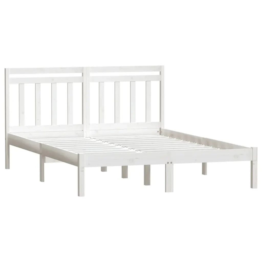 Letto matrimoniale | Letto per adulti | Giroletto Bianco 150x200 cm King in Legno Massello - Image 3