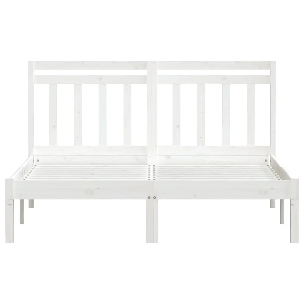 Letto matrimoniale | Letto per adulti | Giroletto Bianco 150x200 cm King in Legno Massello - Image 4