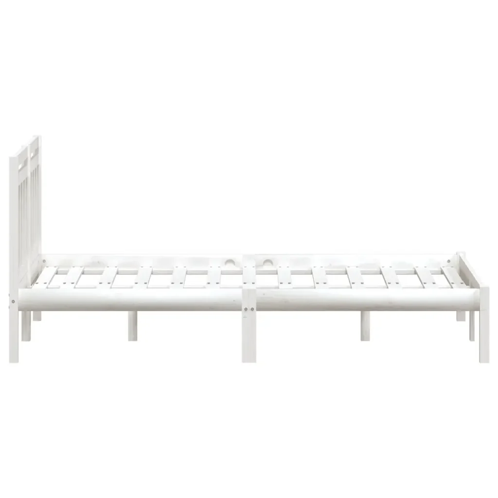 Letto matrimoniale | Letto per adulti | Giroletto Bianco 150x200 cm King in Legno Massello - Image 5
