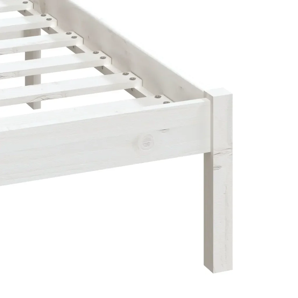 Letto matrimoniale | Letto per adulti | Giroletto Bianco 150x200 cm King in Legno Massello - Image 7