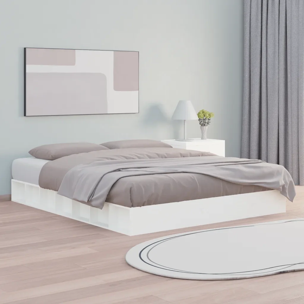 Letto matrimoniale | Letto per adulti | Giroletto Bianco 160x200 cm in Legno Massello - Image 2