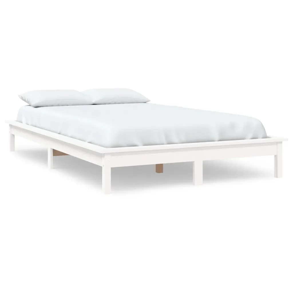 Letto matrimoniale | Letto per adulti | Giroletto Bianco 160x200 cm in Legno Massello di Pino