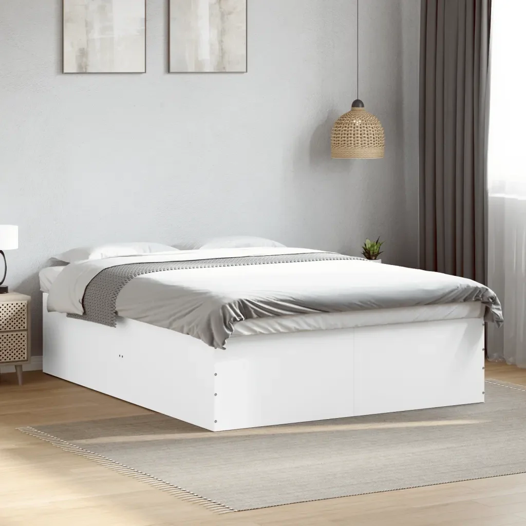 Letto matrimoniale | Letto per adulti | Giroletto Bianco 160x200 cm in Legno Multistrato - Image 2