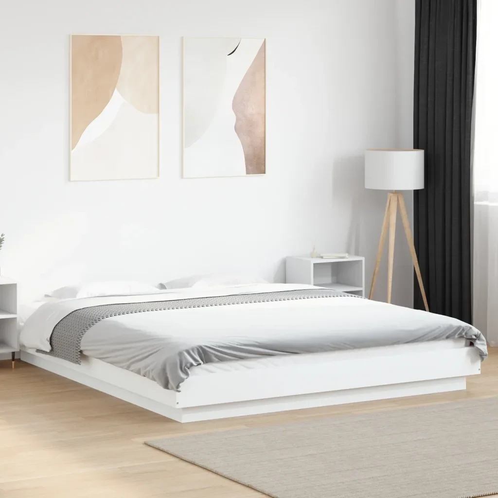 Letto matrimoniale | Letto per adulti | Giroletto Bianco 160x200 cm in Legno Multistrato - Image 2