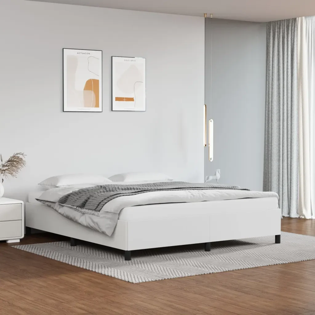 Letto matrimoniale | Letto per adulti | Giroletto Bianco 160x200 cm in Similpelle - Image 2