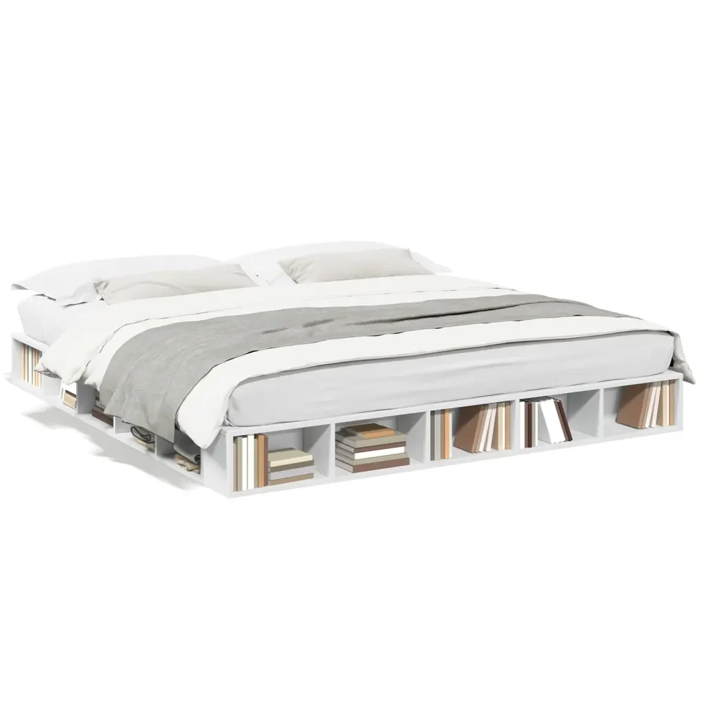 Letto matrimoniale | Letto per adulti | Giroletto Bianco 180x200 cm in Legno Multistrato